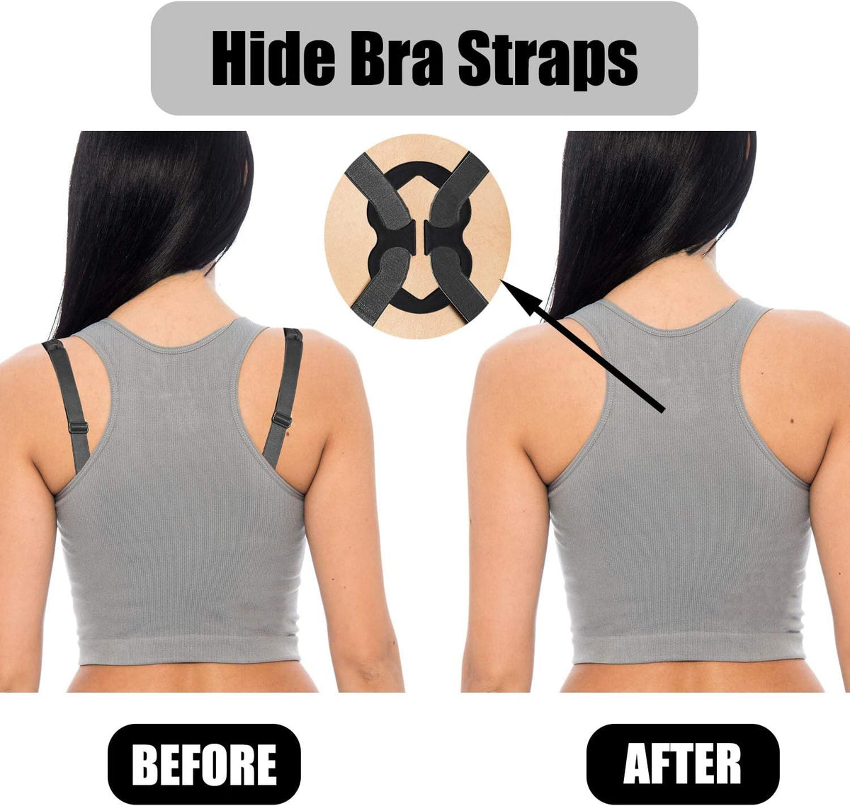 Wavora Plus Bra Strap Clips, Racerback Bra Clips, Strap Holders, Conceal Hide Straps