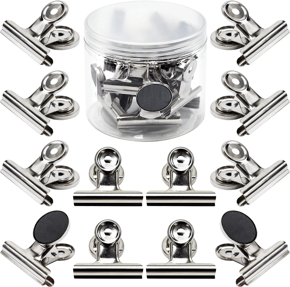 Magvora Magnetic Clips 2 Inch, Heavy Duty Magnet Metal Clips for Refrigerator, 10 Pack