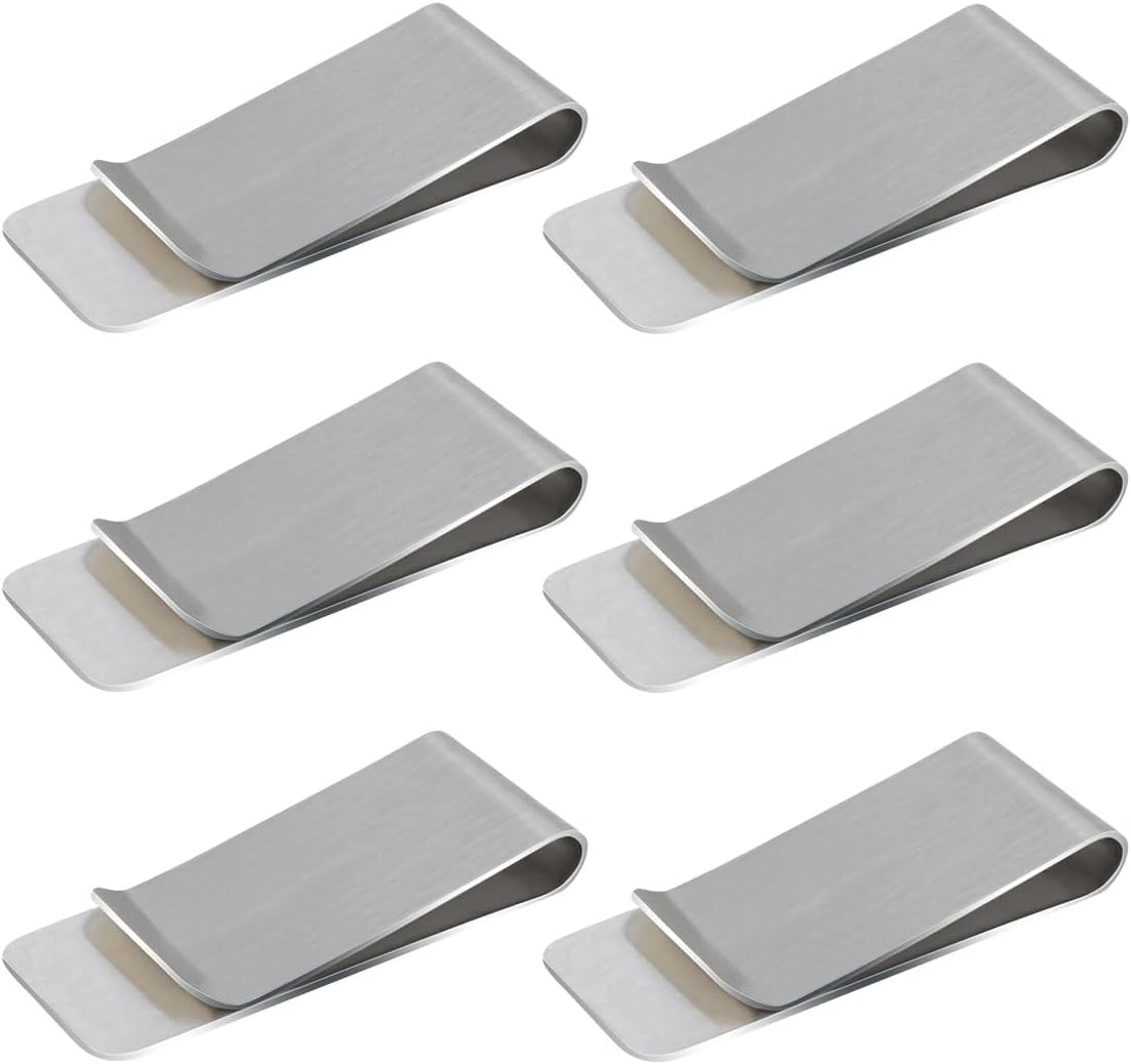 Velnor 6 Pack Stainless Steel Money Clip Metal Wallet Clips for Men, Slim Cash Card Holder