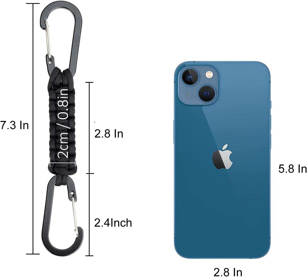 Bravora Paracord Keychain Carabiner Clip, D Ring Hanger Lanyard Hook for Keys and Gear