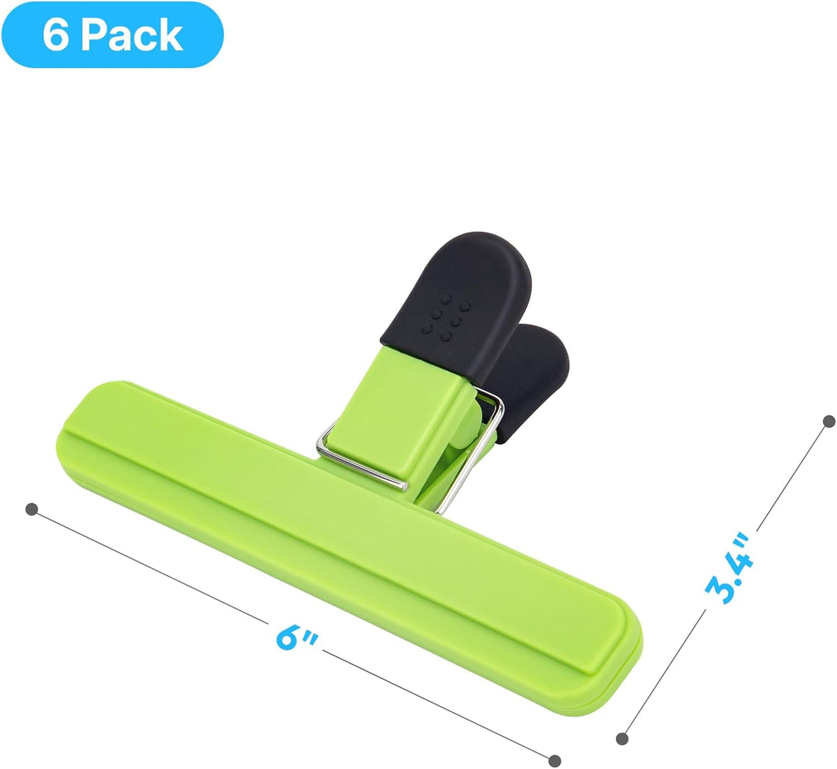 Olivora 6 Pcs Chip Clips, 6 Inch x 3.4 Inch, Colored Food Bag Sealing Clips for Kitchen