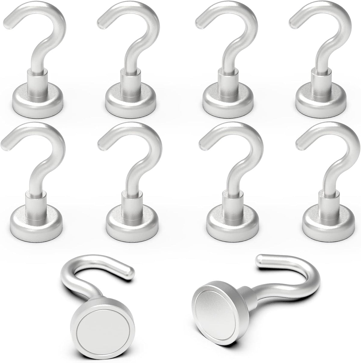 Magvora Magnetic Hooks 22lb Heavy Duty Strong Magnet Hooks with Swivel Snap Hook, 2 Pack
