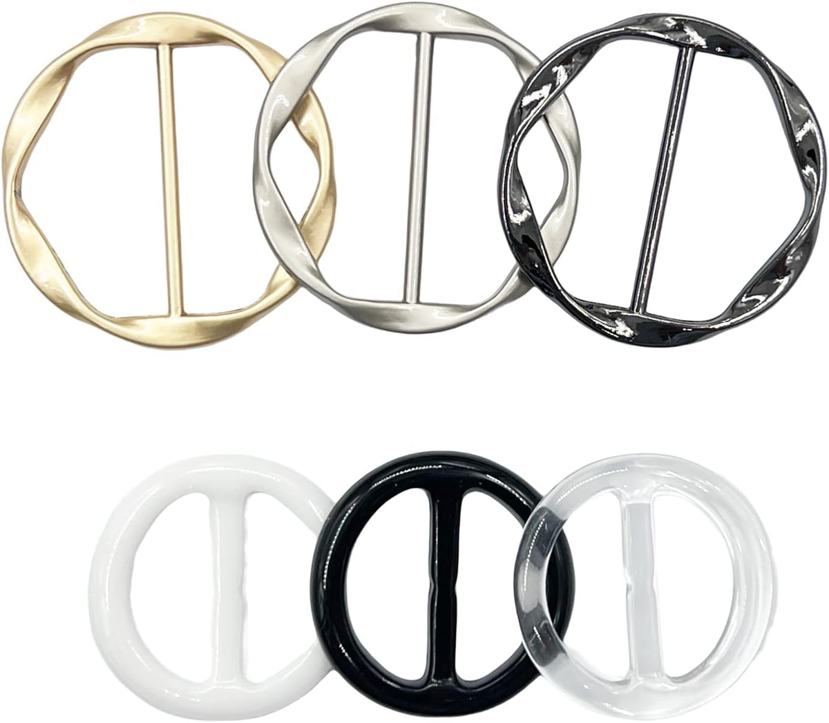 Elvora 6 Pcs Shirt Tie Clips for Women, Scarf Rings, Slides and Waist Tightener Clips