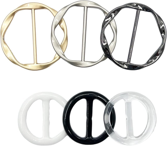 Elvora 6 Pcs Shirt Tie Clips for Women, Scarf Rings, Slides and Waist Tightener Clips