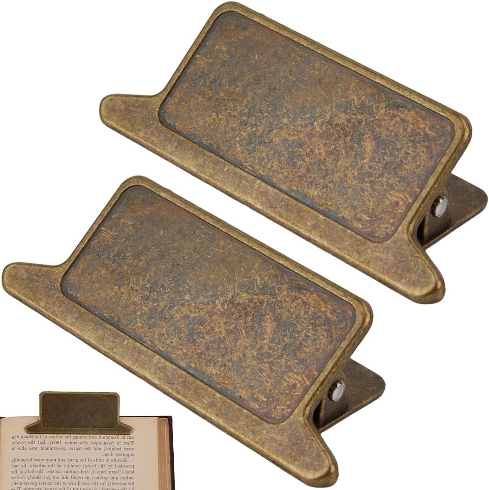 Crazeon Metal Book Clips, Travelers Notebook Clips, Antique Bronze Alloy Vintage Clamps