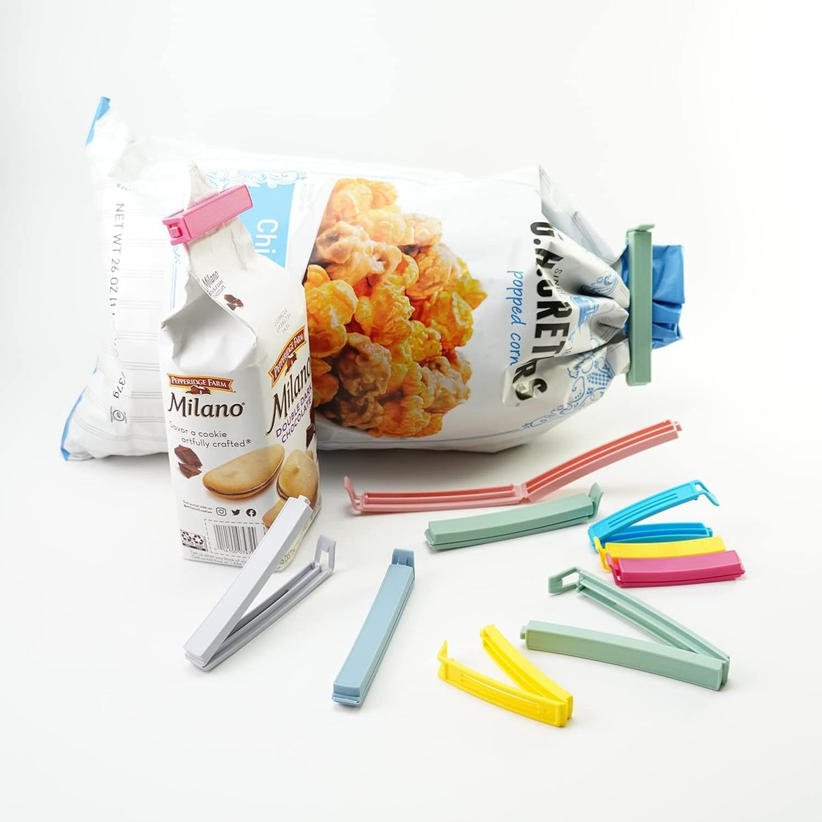 Yavora 32 PCS Plastic Chip Clips for Food Packages, Curved Design Sealing Bag Clips