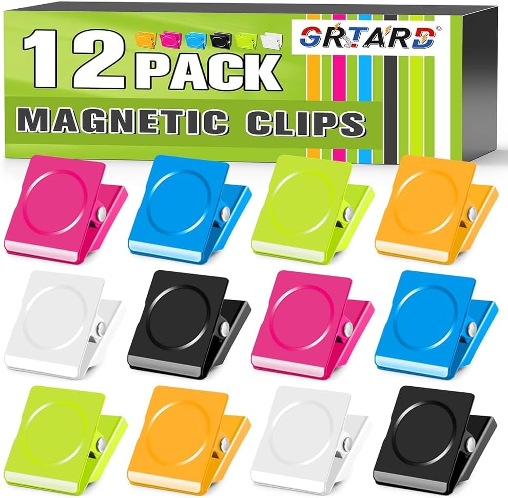 Ortiva 6 Pack Magnetic Clips for Refrigerator, Fridge Magnet Clips, 1.2 Inch, Strong Hold