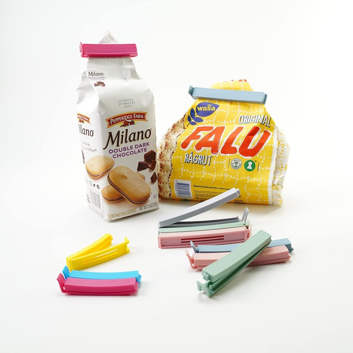 Yavora 32 PCS Plastic Chip Clips for Food Packages, Curved Design Sealing Bag Clips