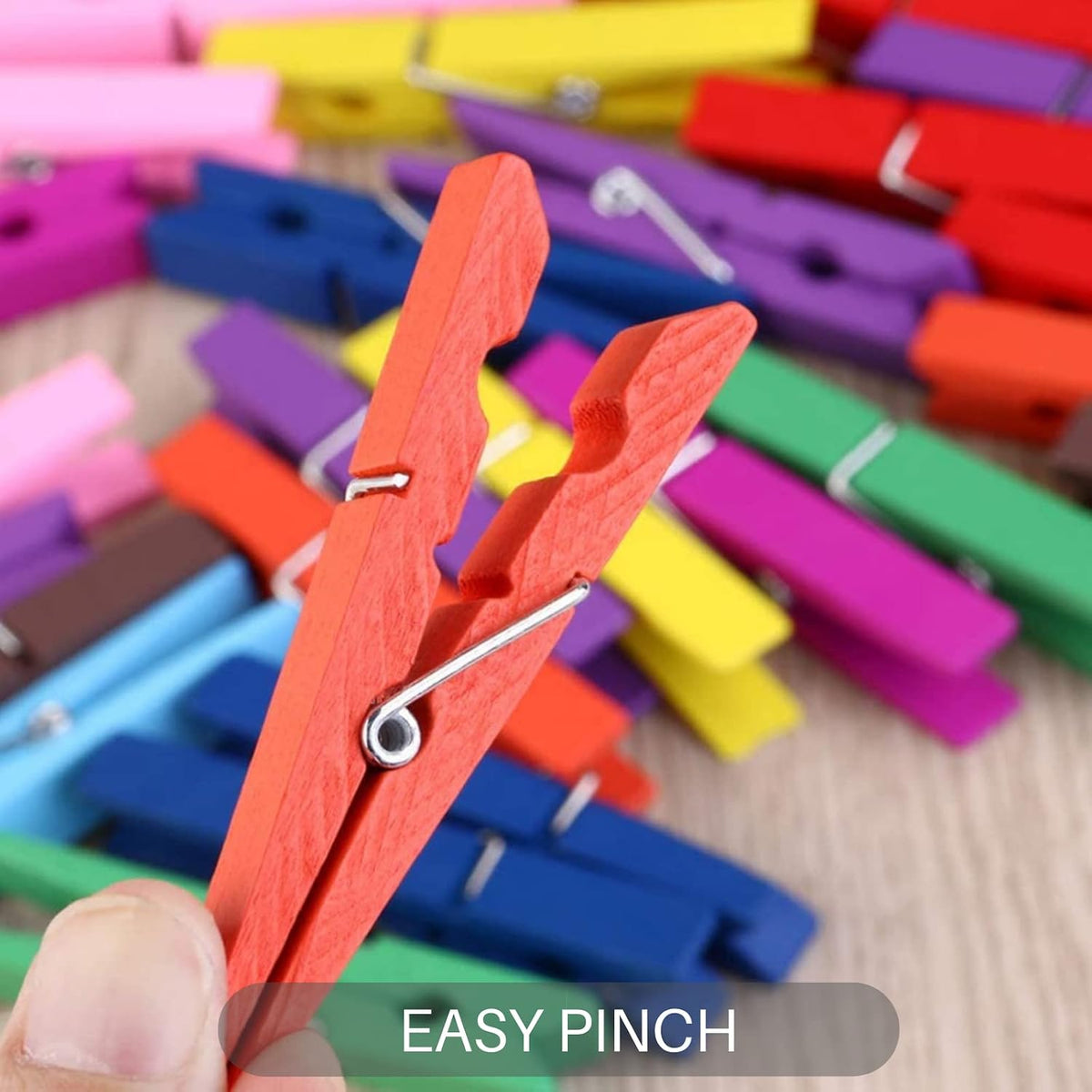 Woodora 10 Colored Wooden Clothespins, 50 Pcs, 2.9 Inch Heavy Duty Clothes Pins Set