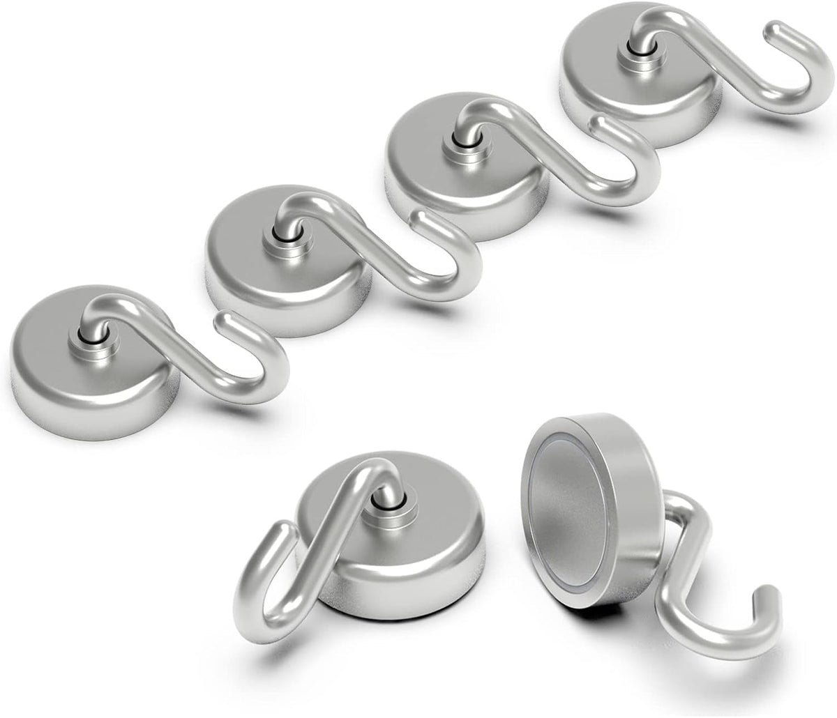 Magvora Magnetic Hooks 22lb Heavy Duty Strong Magnet Hooks with Swivel Snap Hook, 2 Pack
