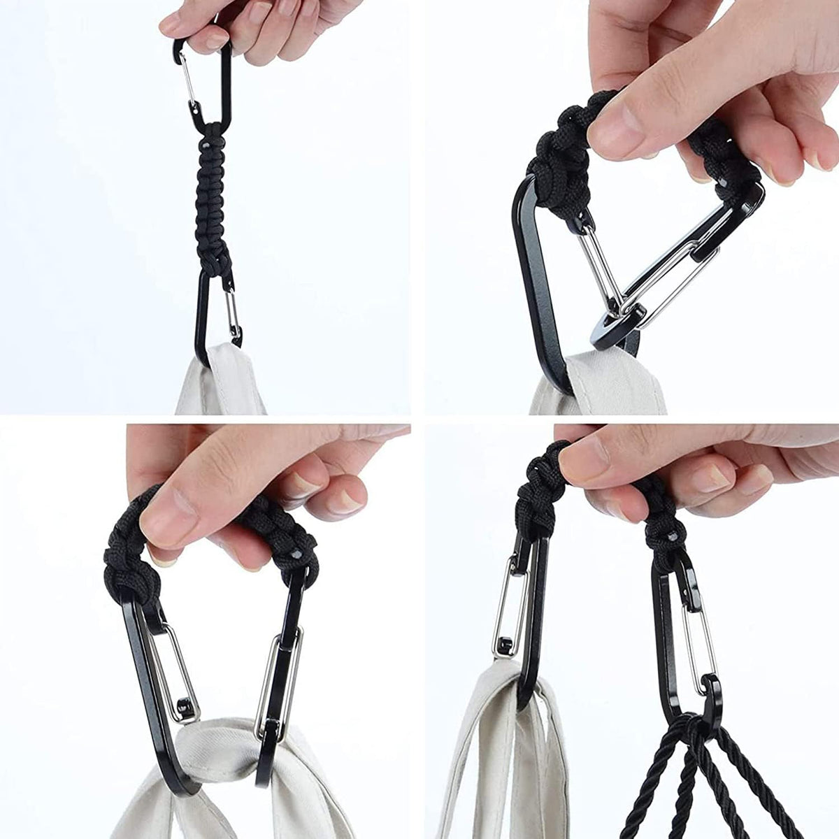 Bravora Paracord Keychain Carabiner Clip, D Ring Hanger Lanyard Hook for Keys and Gear