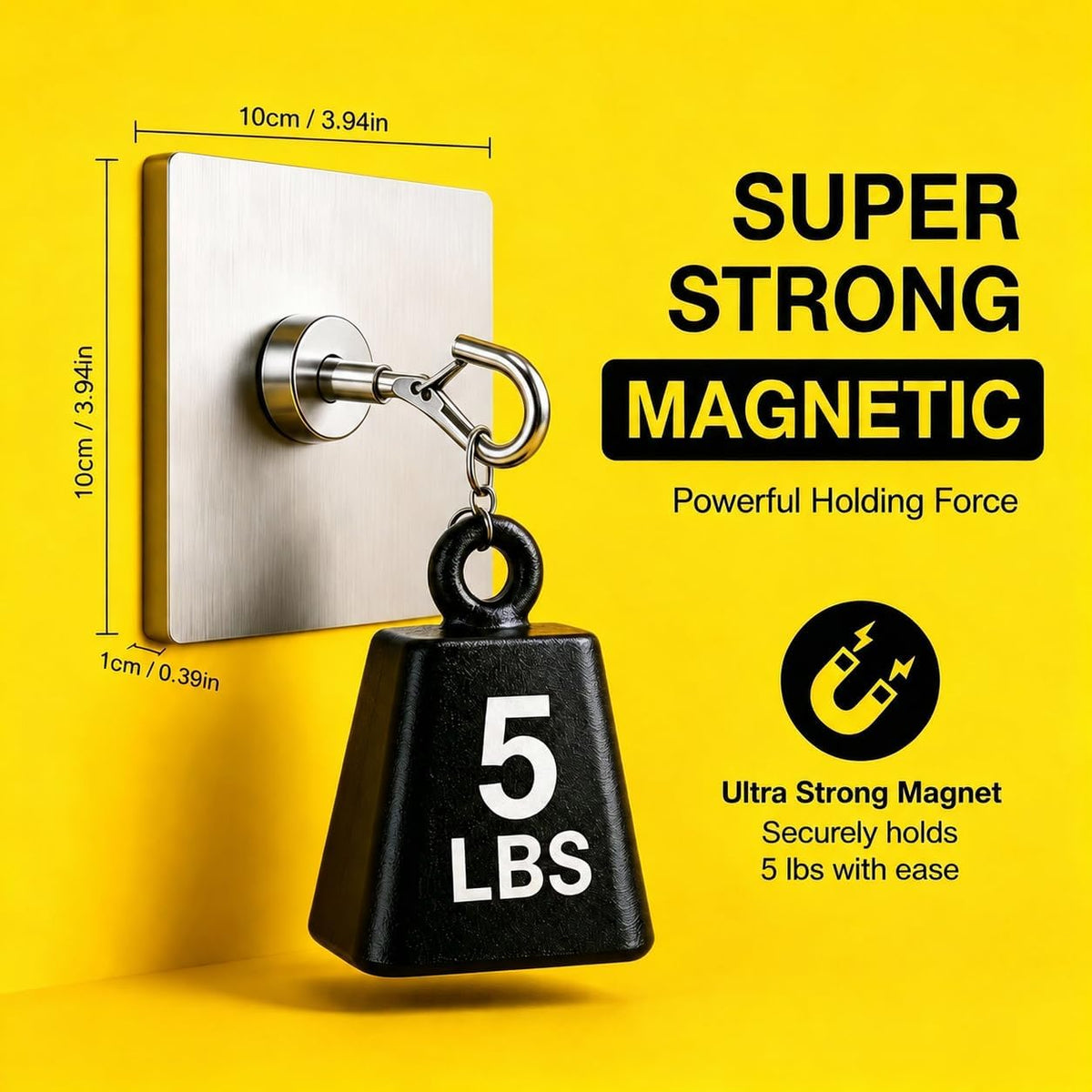 Magvora Magnetic Hooks 22lb Heavy Duty Strong Magnet Hooks with Swivel Snap Hook, 2 Pack
