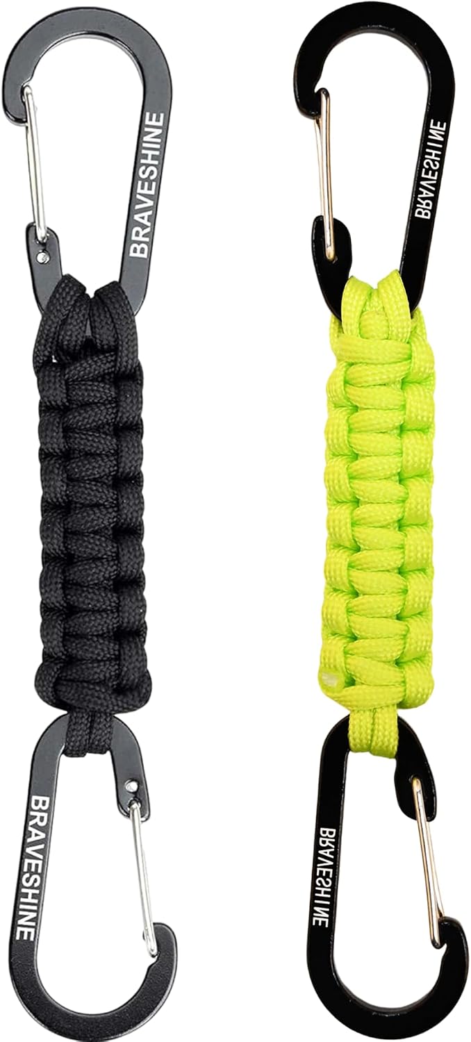 Bravora Paracord Keychain Carabiner Clip, D Ring Hanger Lanyard Hook for Keys and Gear
