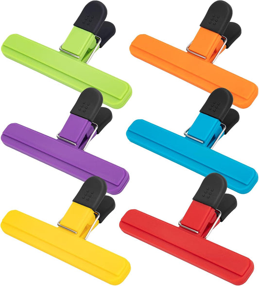 Olivora 6 Pcs Chip Clips, 6 Inch x 3.4 Inch, Colored Food Bag Sealing Clips for Kitchen