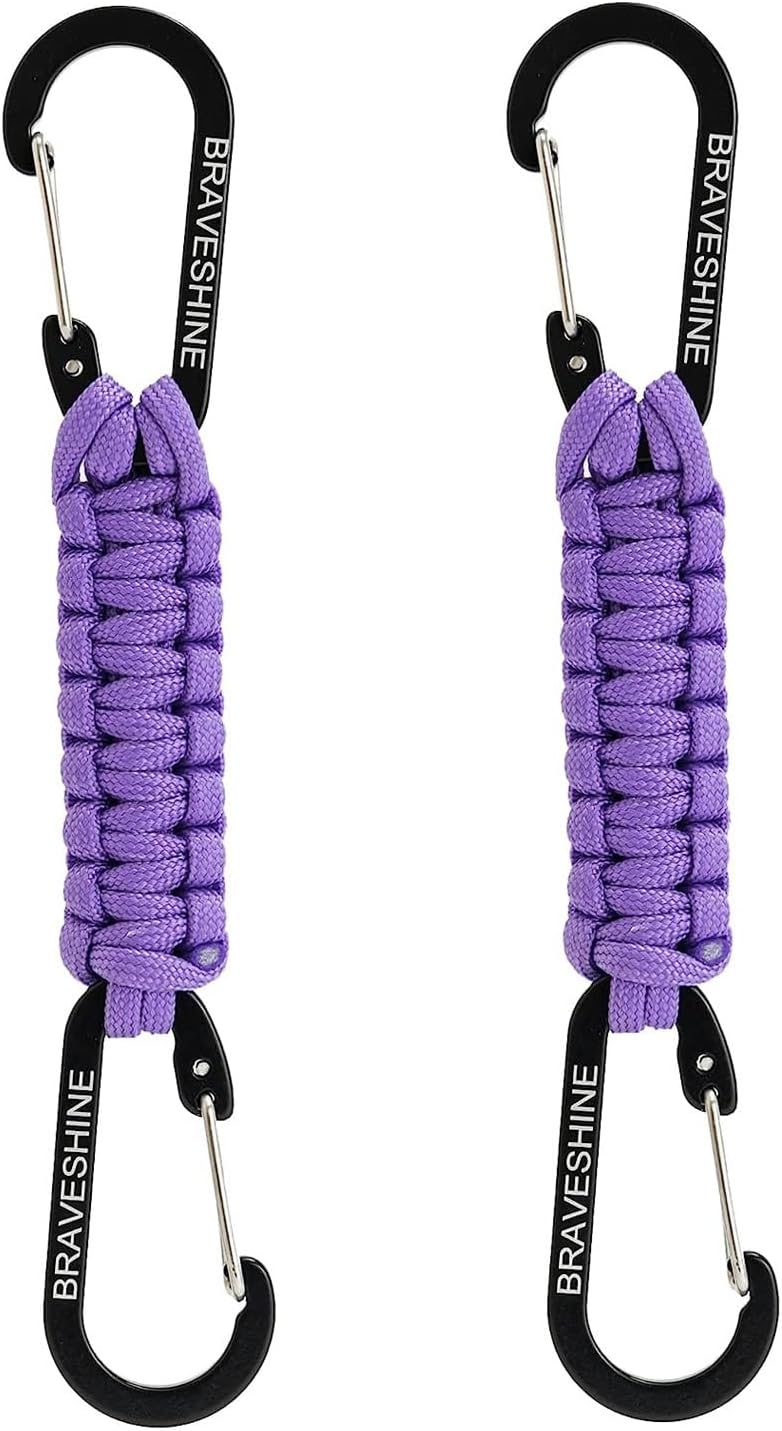 Bravora Paracord Keychain Carabiner Clip, D Ring Hanger Lanyard Hook for Keys and Gear