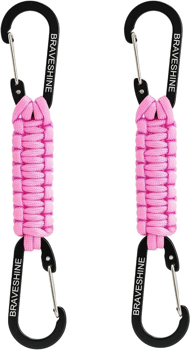 Bravora Paracord Keychain Carabiner Clip, D Ring Hanger Lanyard Hook for Keys and Gear