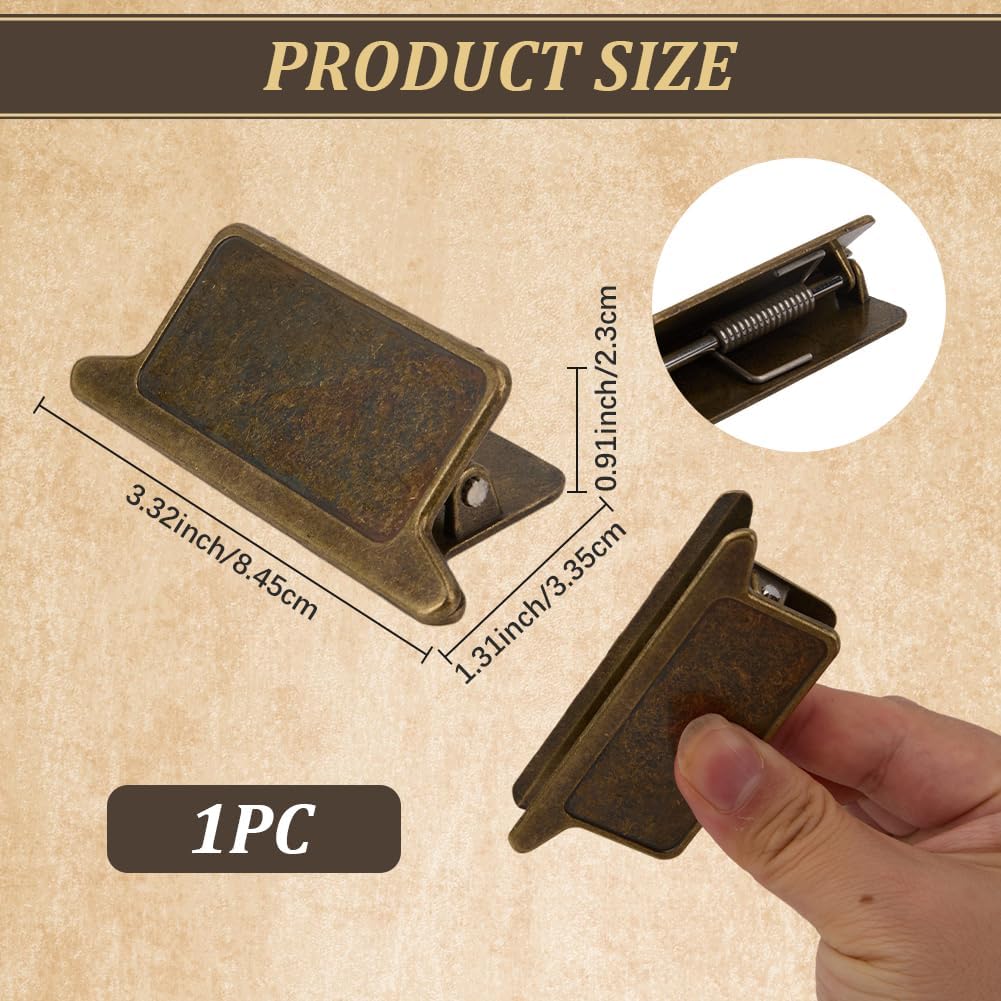 Crazeon Metal Book Clips, Travelers Notebook Clips, Antique Bronze Alloy Vintage Clamps