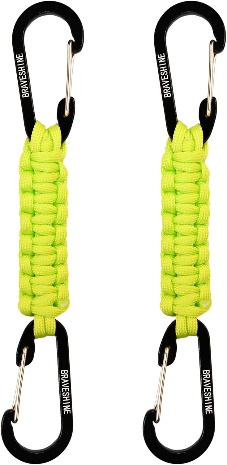 Bravora Paracord Keychain Carabiner Clip, D Ring Hanger Lanyard Hook for Keys and Gear