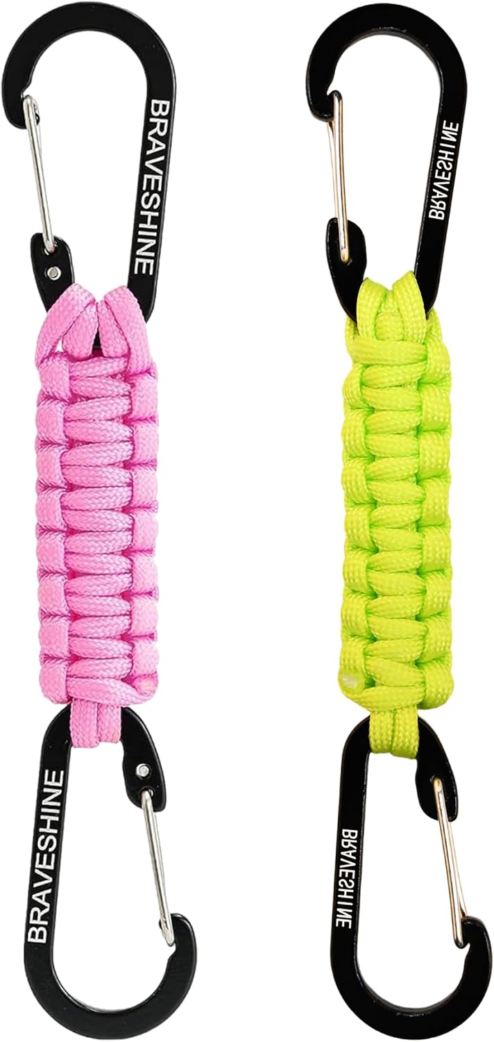 Bravora Paracord Keychain Carabiner Clip, D Ring Hanger Lanyard Hook for Keys and Gear