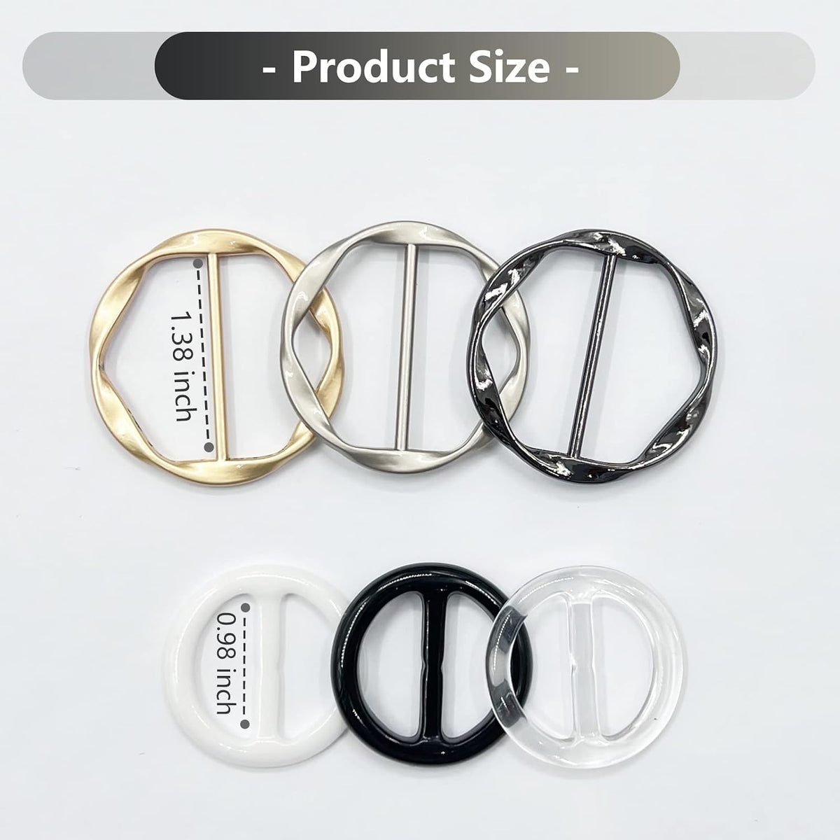 Elvora 6 Pcs Shirt Tie Clips for Women, Scarf Rings, Slides and Waist Tightener Clips