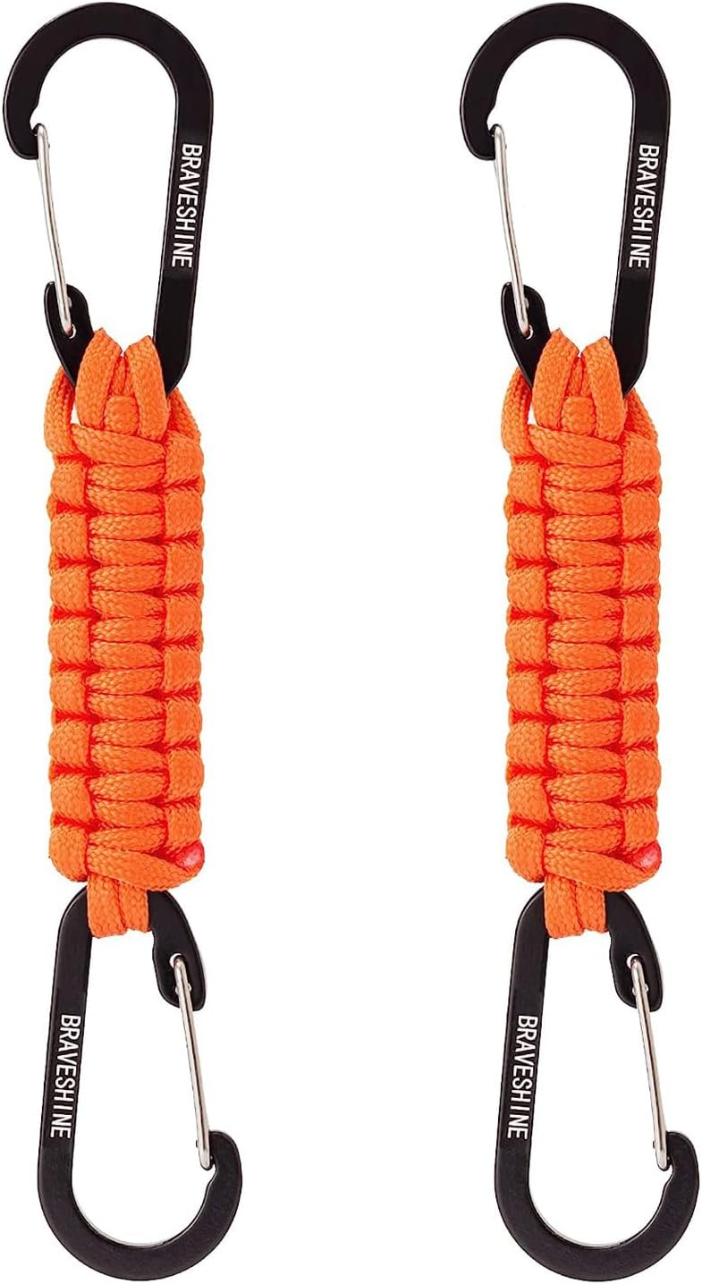 Bravora Paracord Keychain Carabiner Clip, D Ring Hanger Lanyard Hook for Keys and Gear