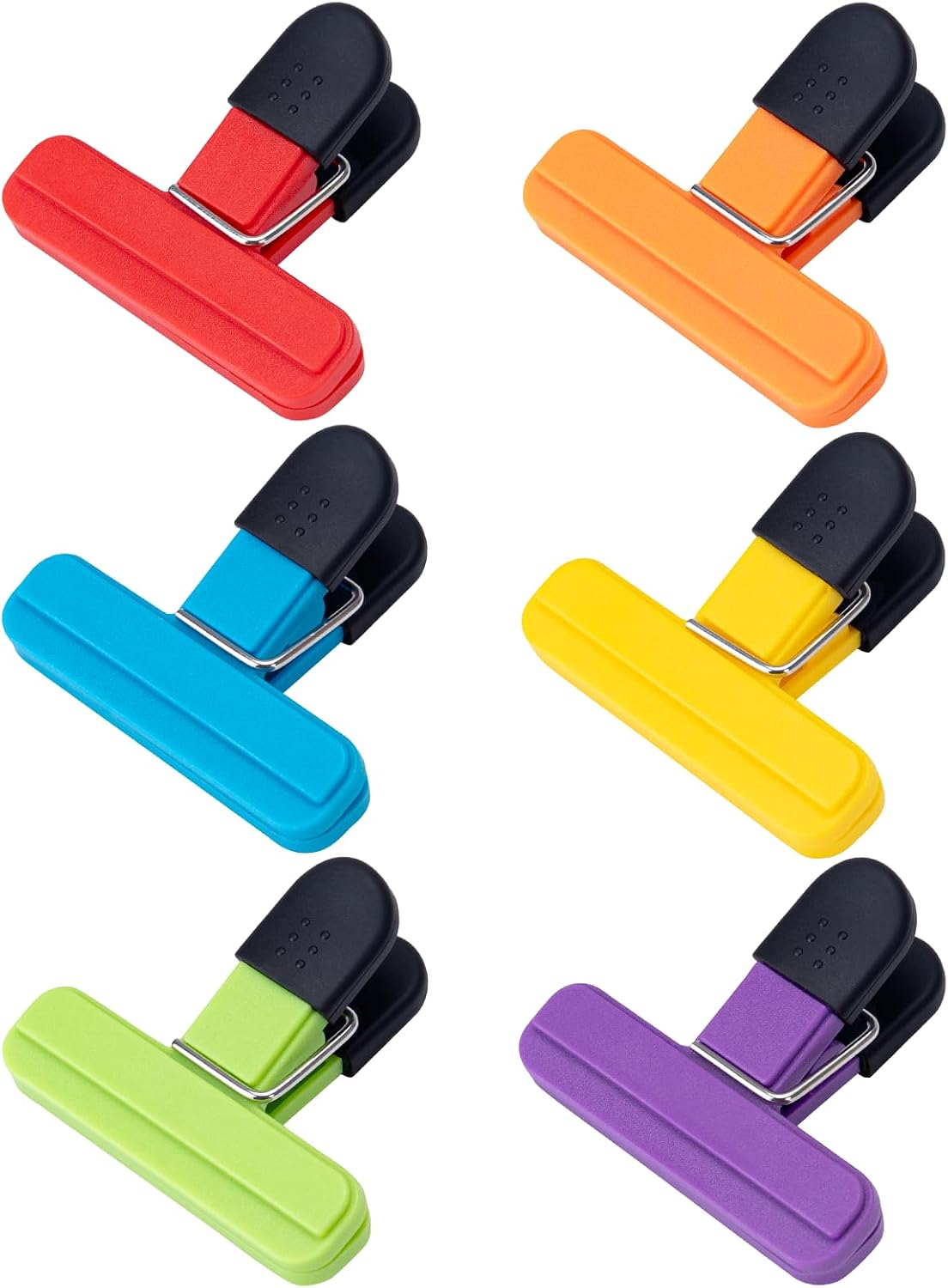 Olivora 6 Pcs Chip Clips, 6 Inch x 3.4 Inch, Colored Food Bag Sealing Clips for Kitchen