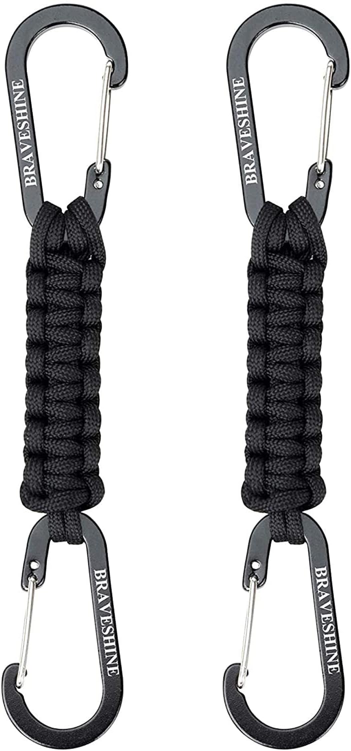 Bravora Paracord Keychain Carabiner Clip, D Ring Hanger Lanyard Hook for Keys and Gear