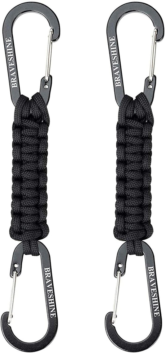 Bravora Paracord Keychain Carabiner Clip, D Ring Hanger Lanyard Hook for Keys and Gear