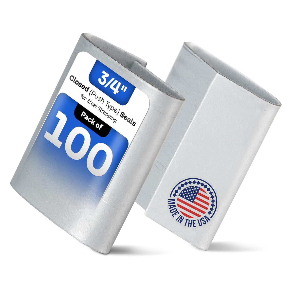 Ivoro Packaging Open Snap-On Seals for 3/4 Inch Strap Width Steel Strapping, 1000 Pack