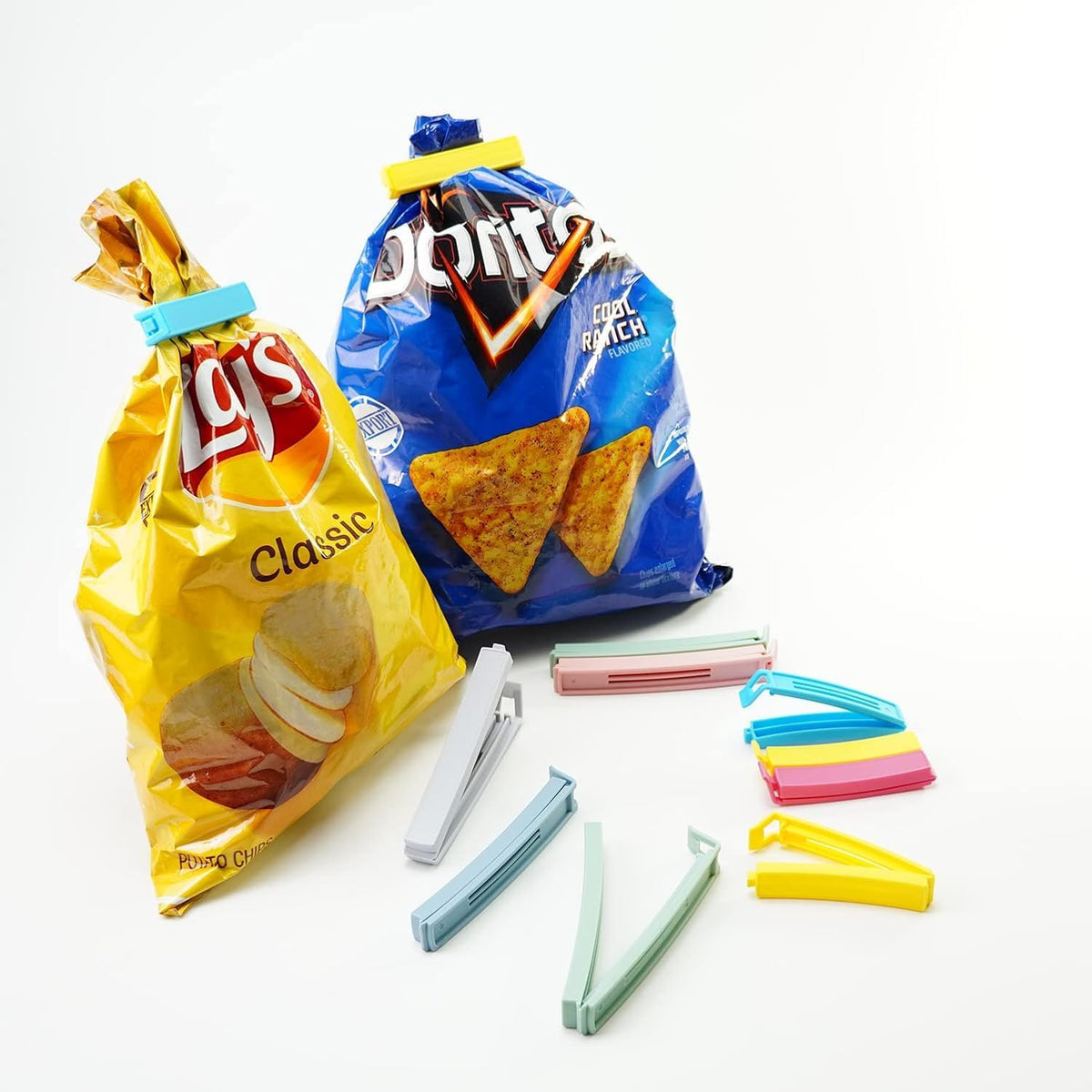 Yavora 32 PCS Plastic Chip Clips for Food Packages, Curved Design Sealing Bag Clips
