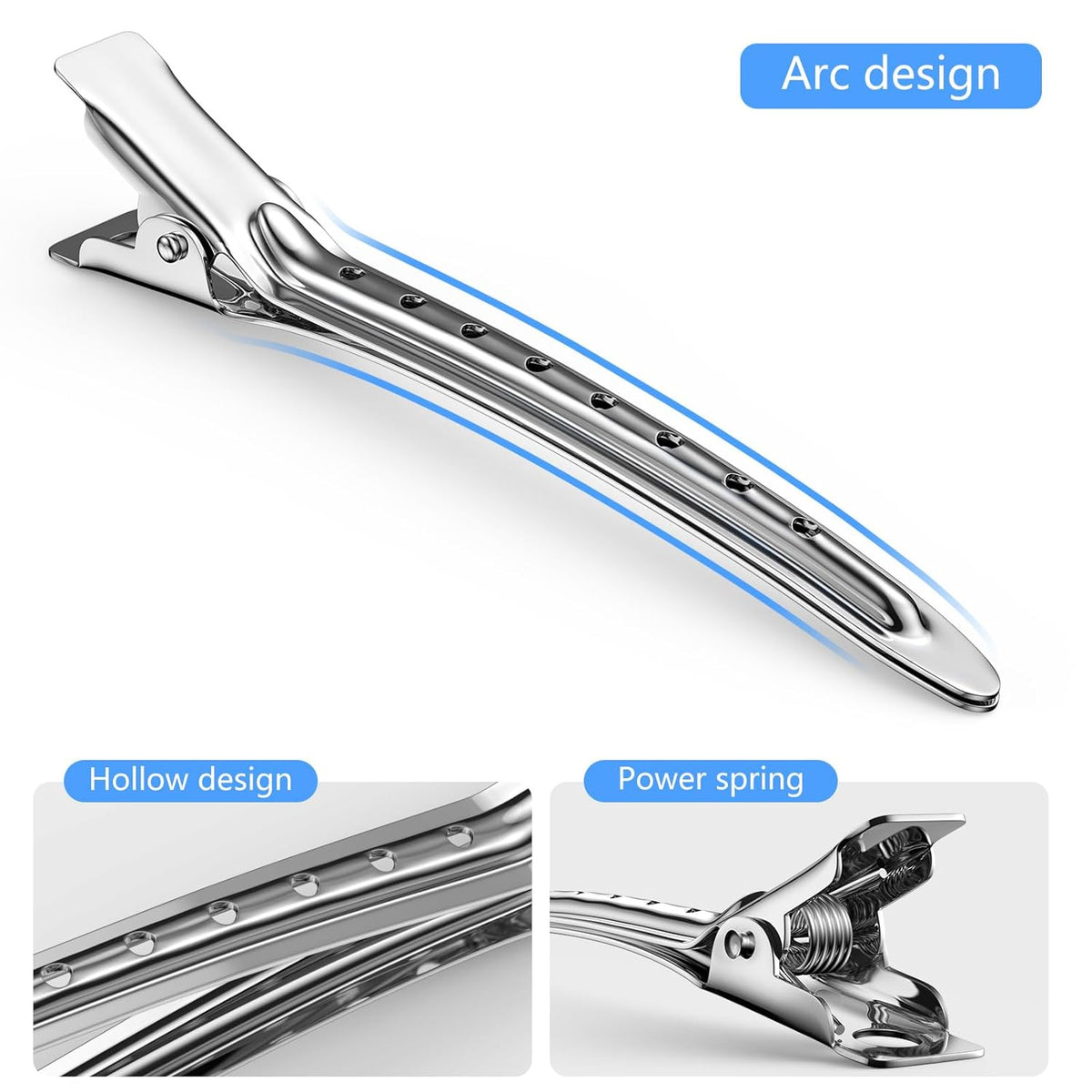Metvora 30PCS Metal Alligator Hair Clips, Duck Billed Salon Styling Clips with Holes