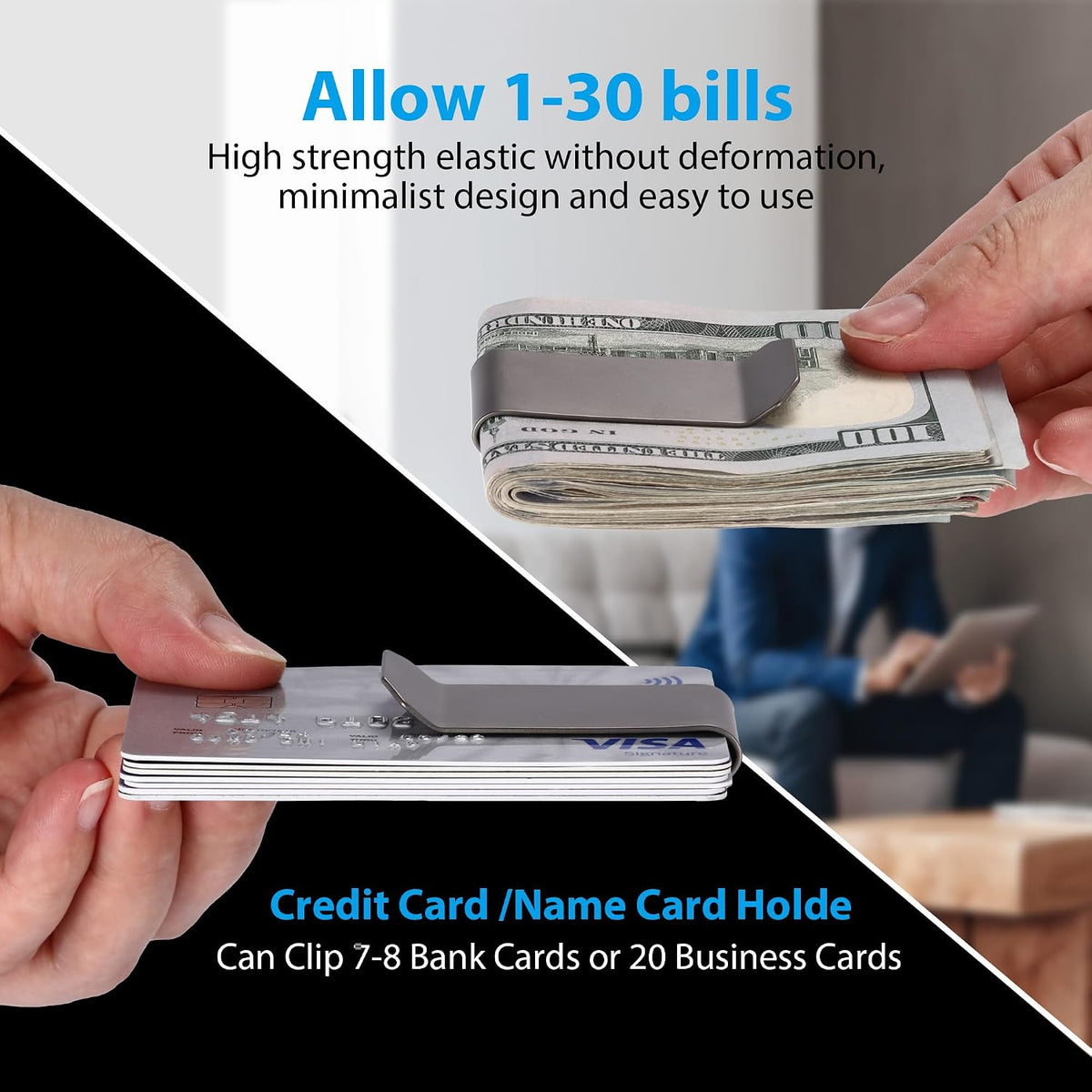 Tivora Titanium Money Clip, 4 in 1 Multifunction Credit Card Cash Clip, Wallet Holder