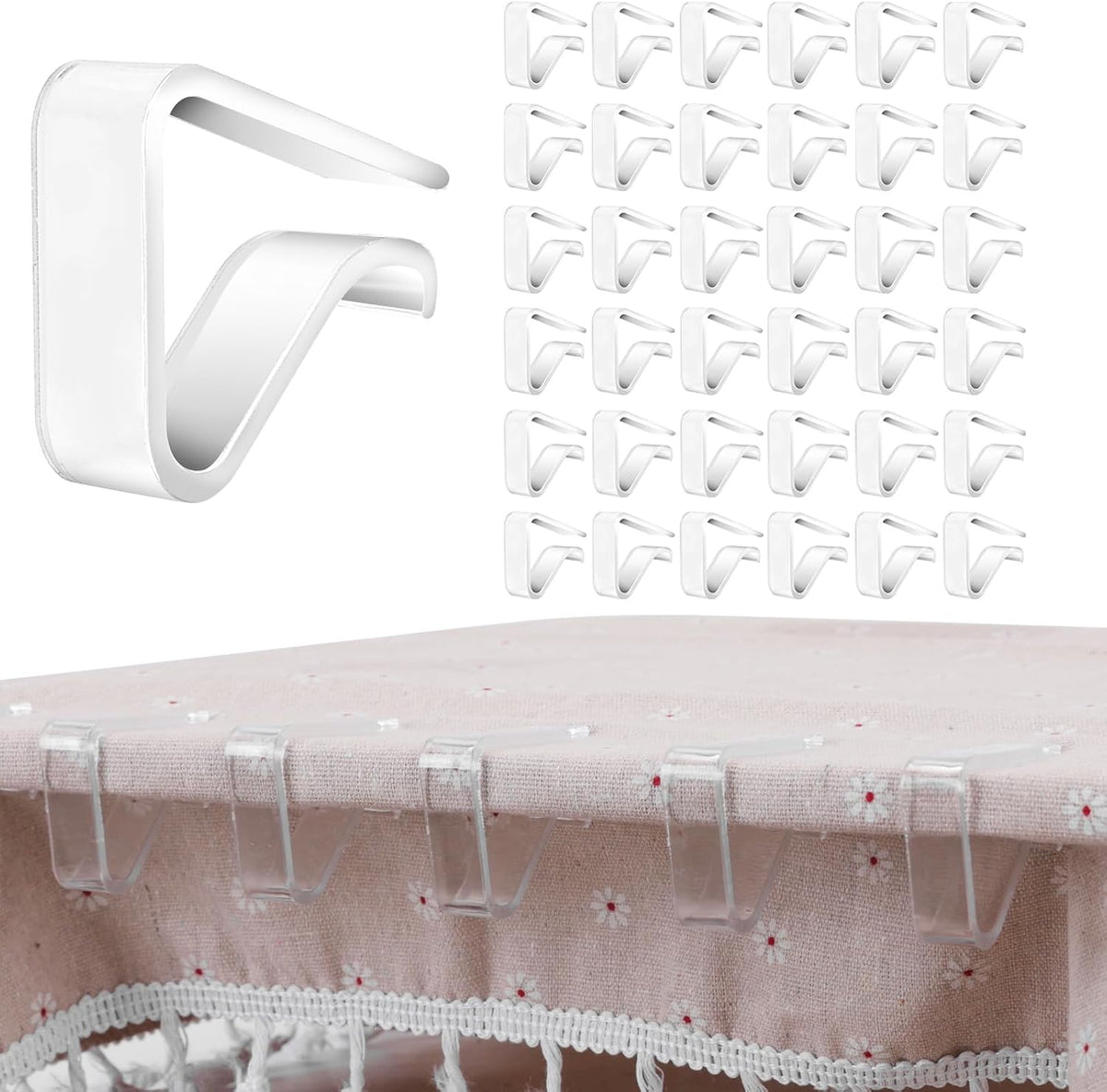 Elvara 24 Pcs Clear Tablecloth Clips, Holders for Securing Outdoor and Indoor Table Cloth
