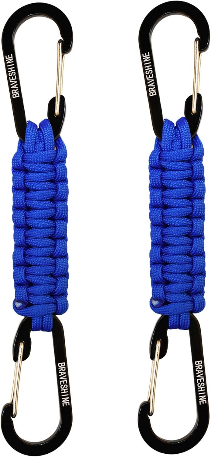 Bravora Paracord Keychain Carabiner Clip, D Ring Hanger Lanyard Hook for Keys and Gear