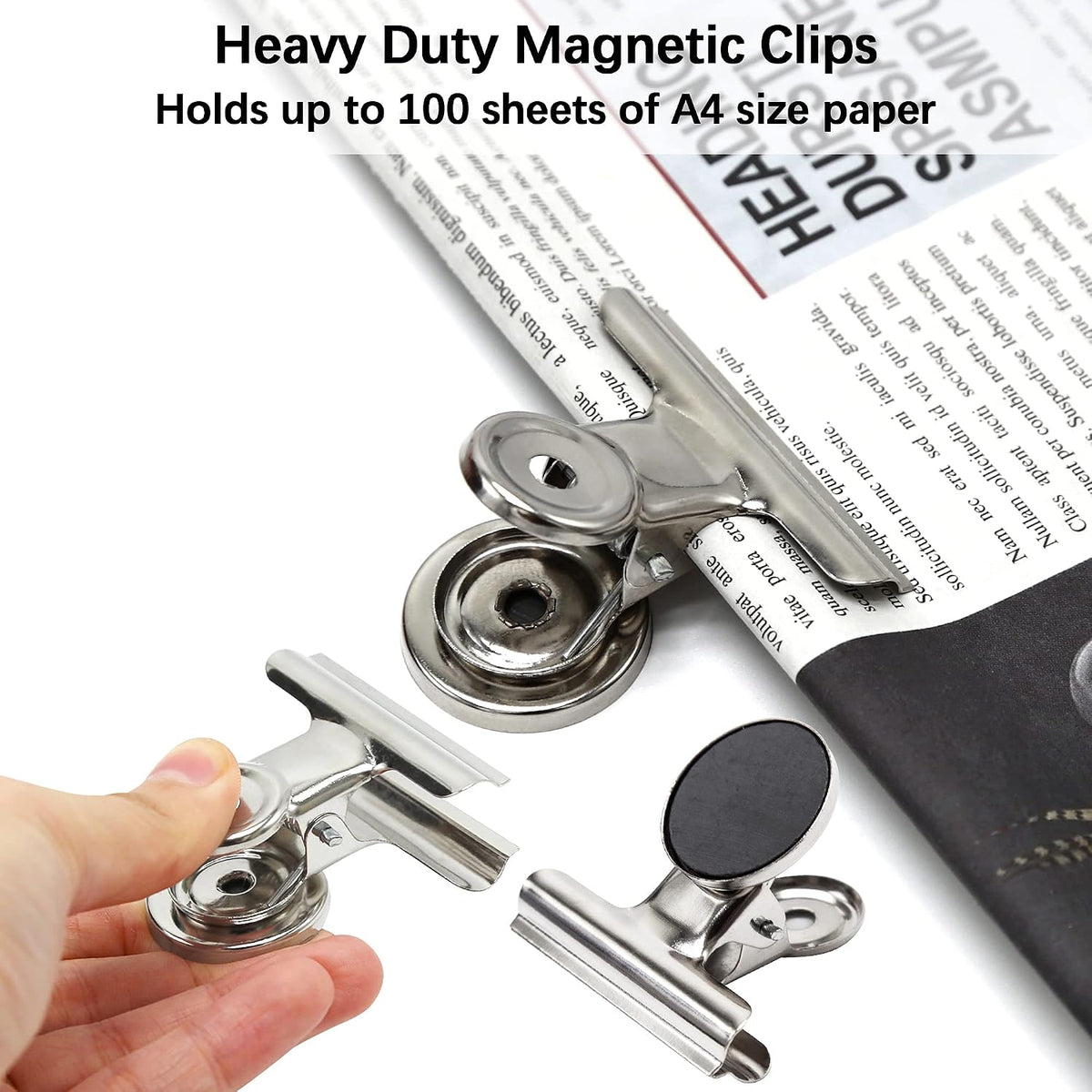 Magvora Magnetic Clips 2 Inch, Heavy Duty Magnet Metal Clips for Refrigerator, 10 Pack