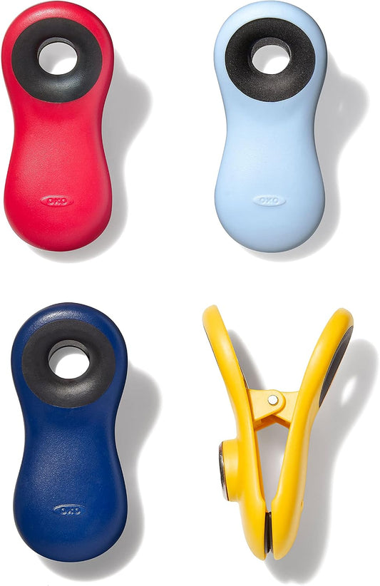 Oxora Good Grips 4 Piece All Purpose Magnetic Clips Set, Multicolor for Home and Office