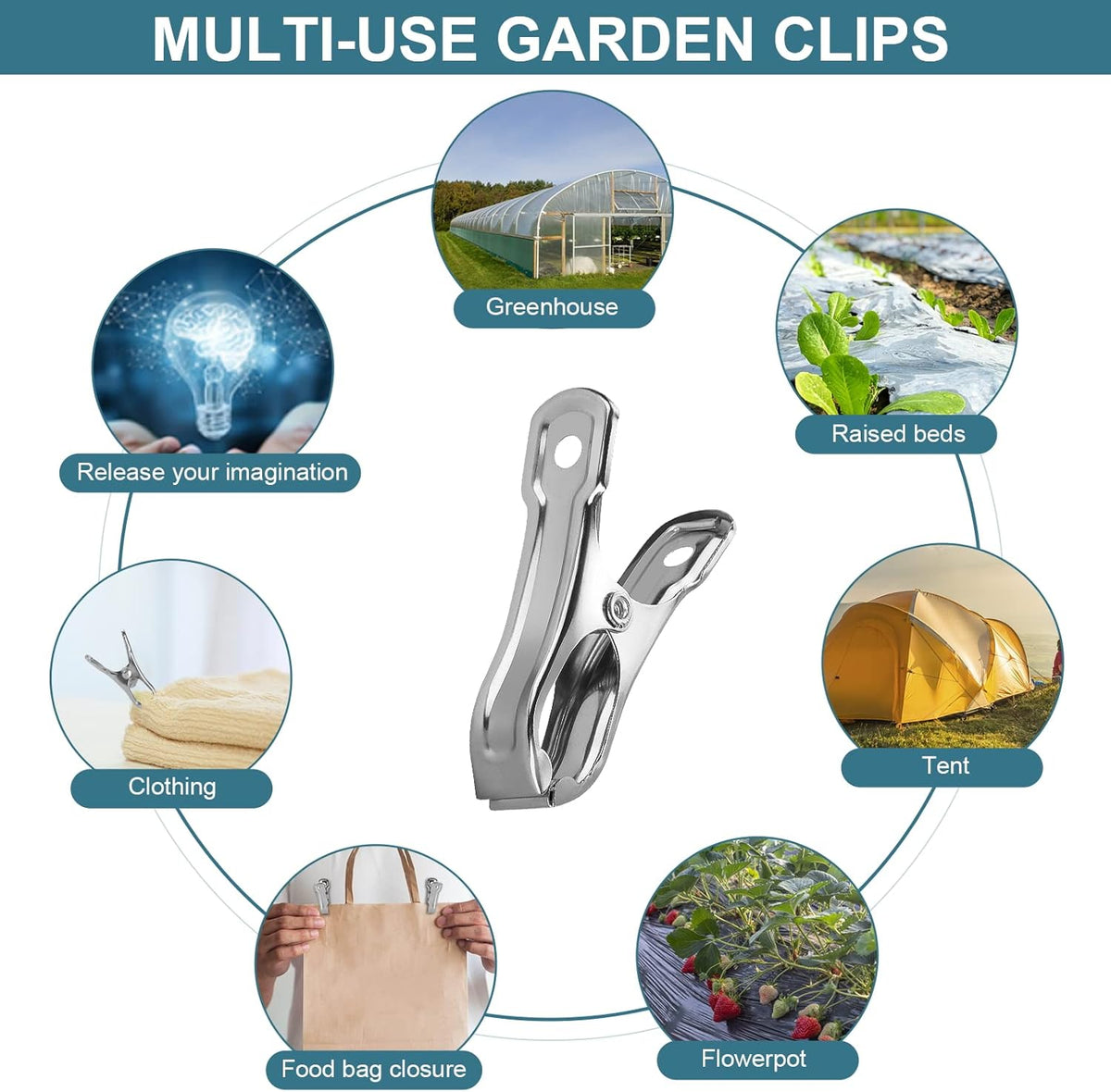 Greenora 40 PCS Greenhouse Clips for Netting, Stainless Steel Garden Clamps, 2 Inch