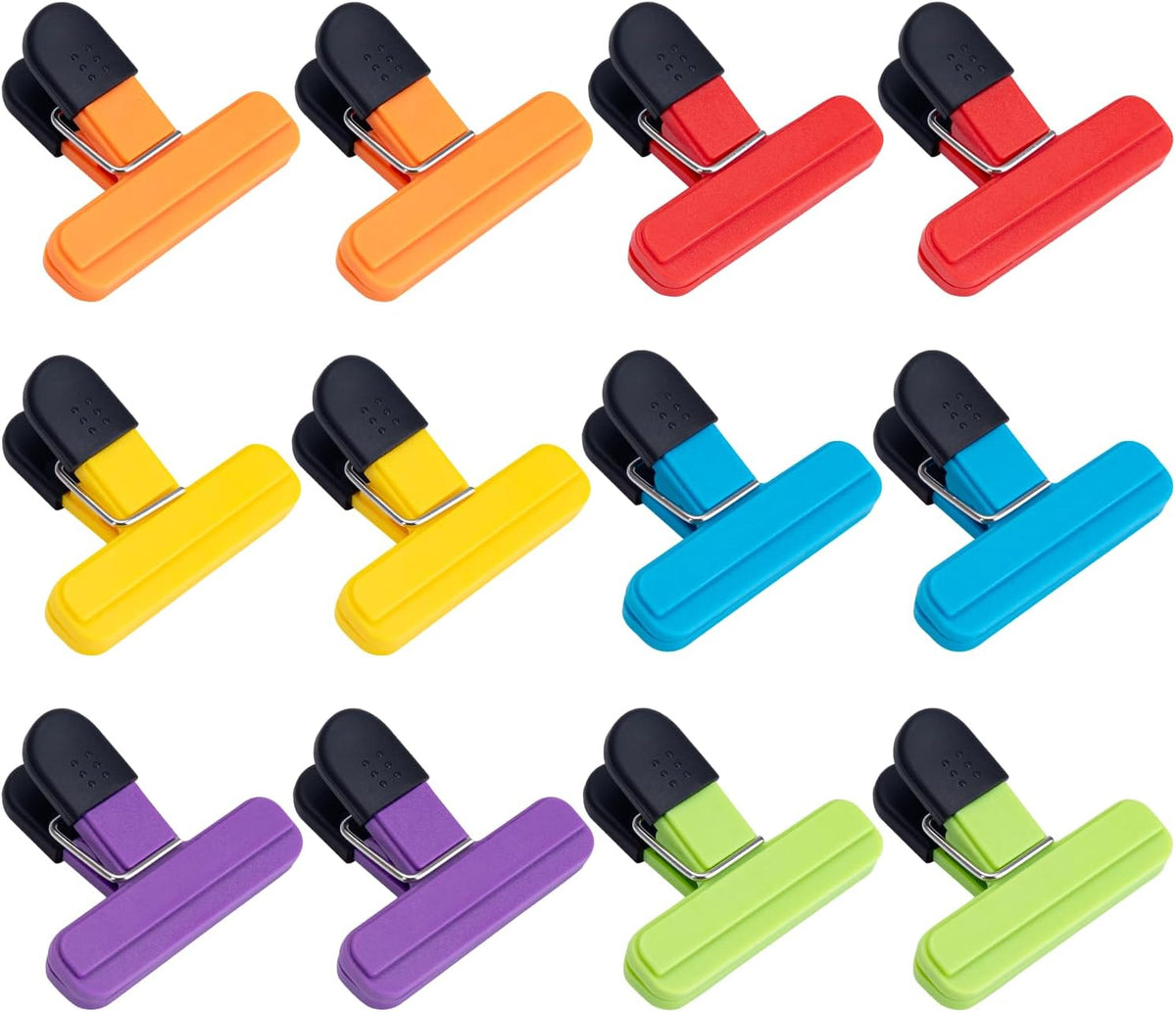 Olivora 6 Pcs Chip Clips, 6 Inch x 3.4 Inch, Colored Food Bag Sealing Clips for Kitchen