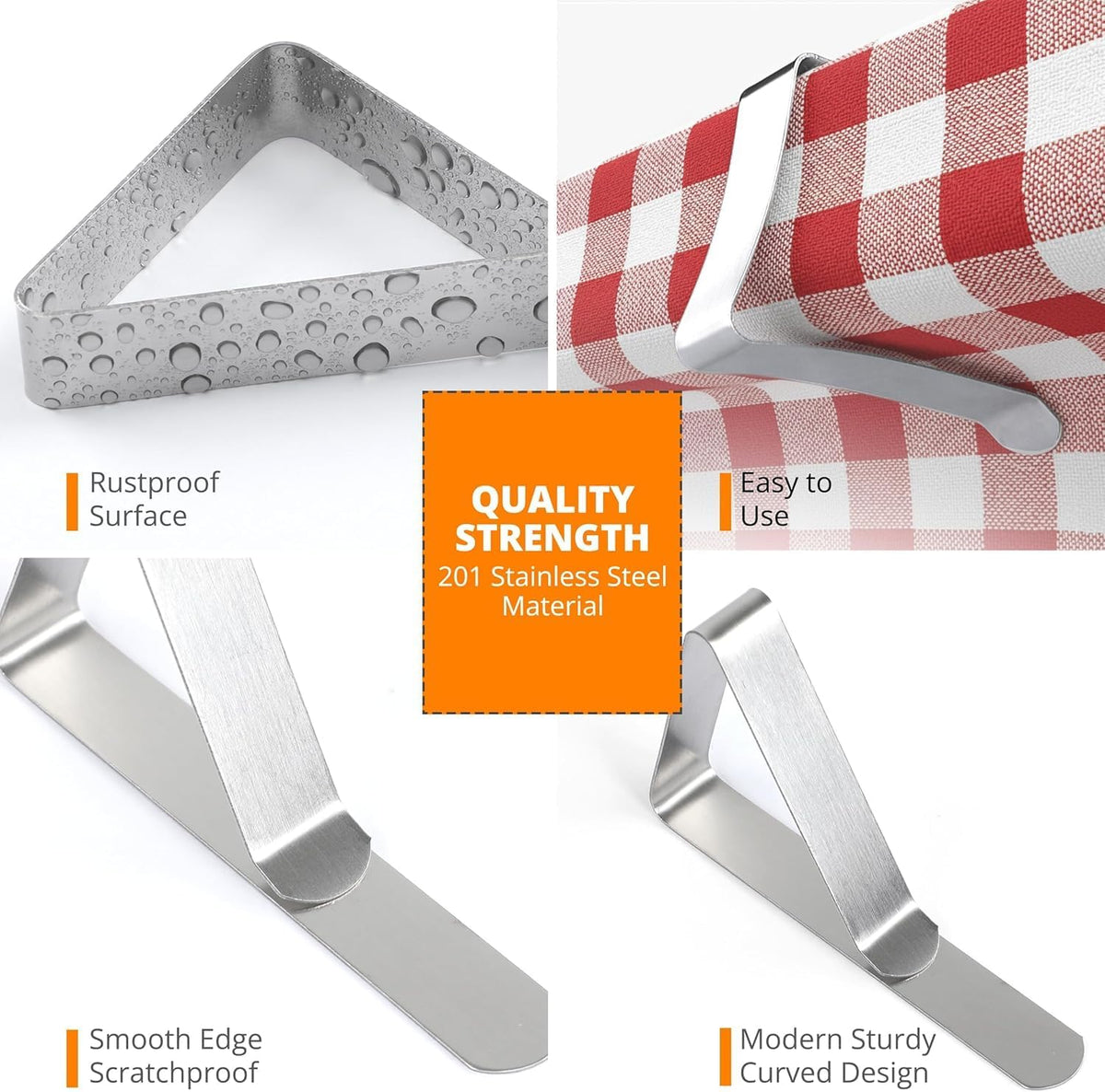 Tablepro Tablecloth Clips, 12 Pack Stainless Steel Clips for Secure Outdoor Tables