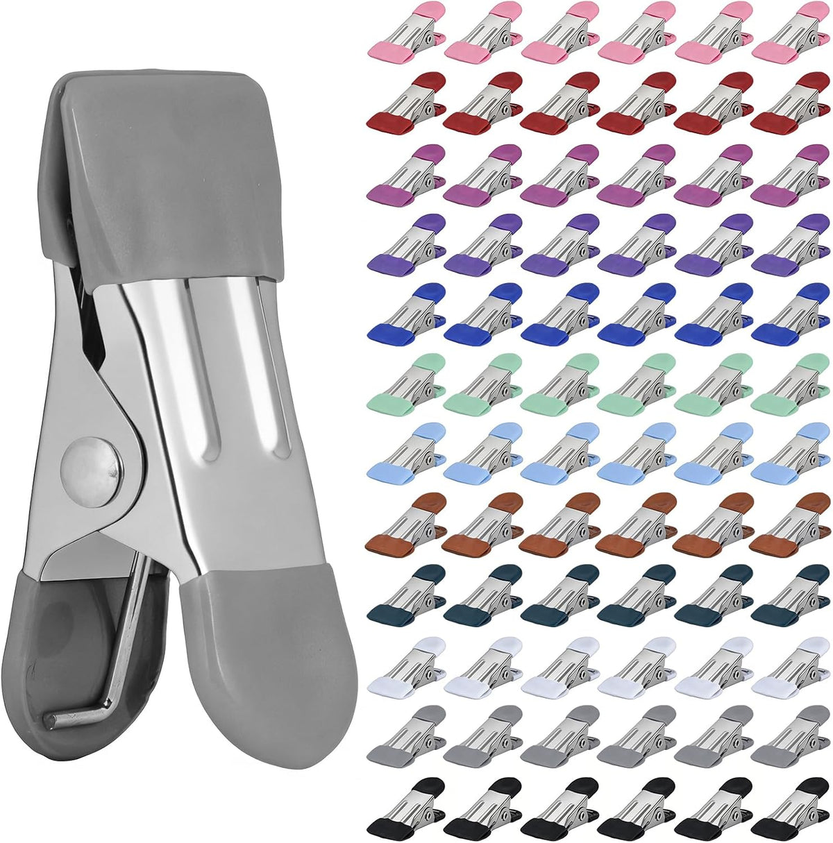 Colvora Clothes Pins Heavy Duty 72 Pack, Metal Clothespins Strong Grip, 12 Color Set