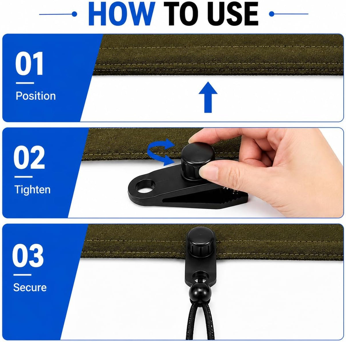 Tarvora Tarp Clips Heavy Duty Lock Grip, 30 Pcs Tarp Tie Downs and Steel Carabiners