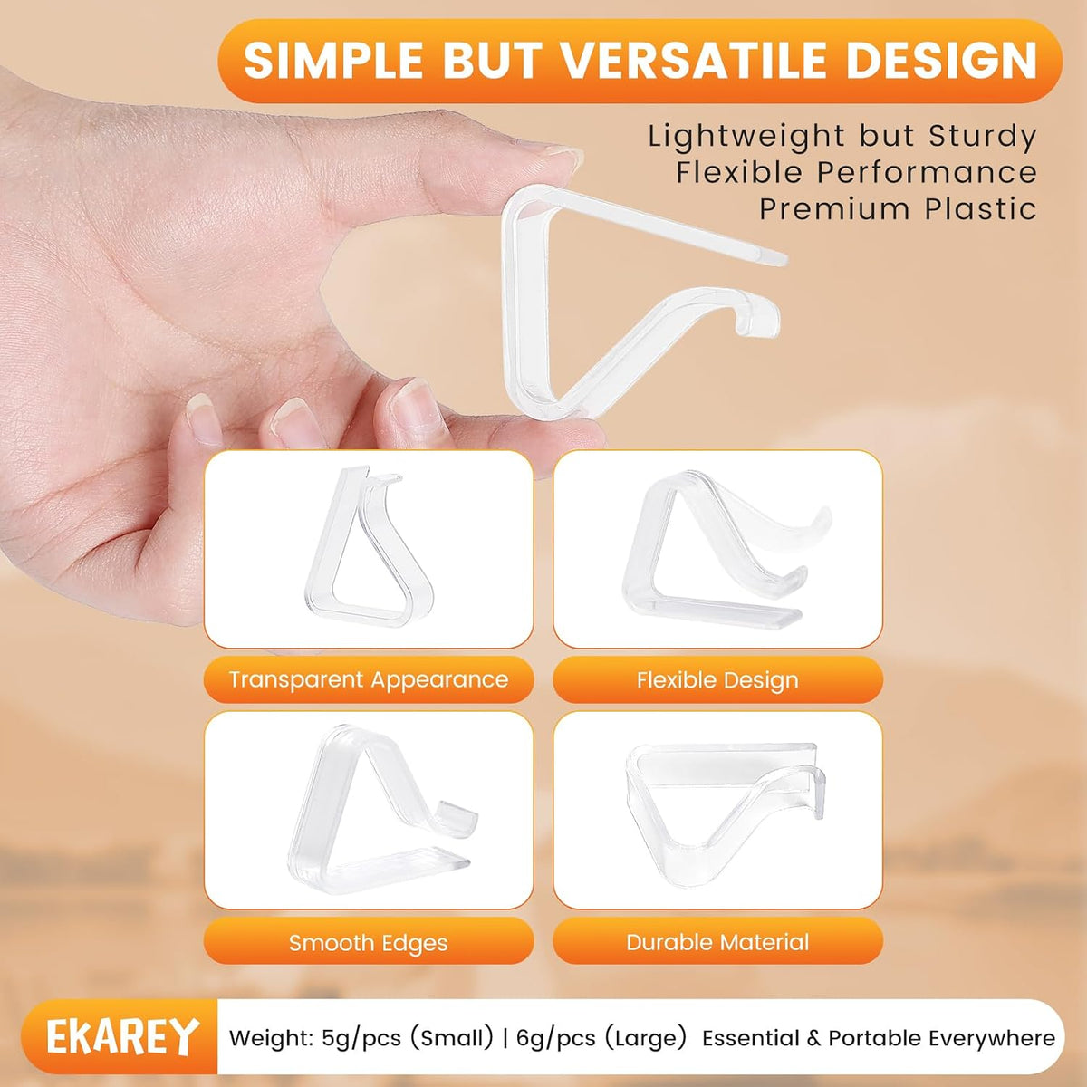 Elvara 24 Pcs Clear Tablecloth Clips, Holders for Securing Outdoor and Indoor Table Cloth