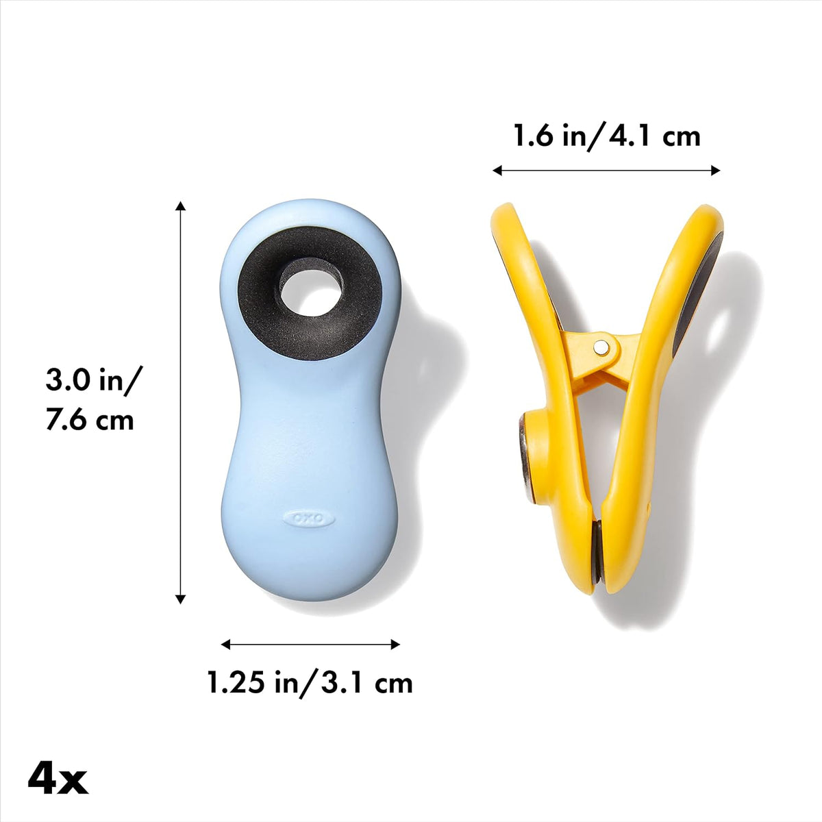 Oxora Good Grips 4 Piece All Purpose Magnetic Clips Set, Multicolor for Home and Office