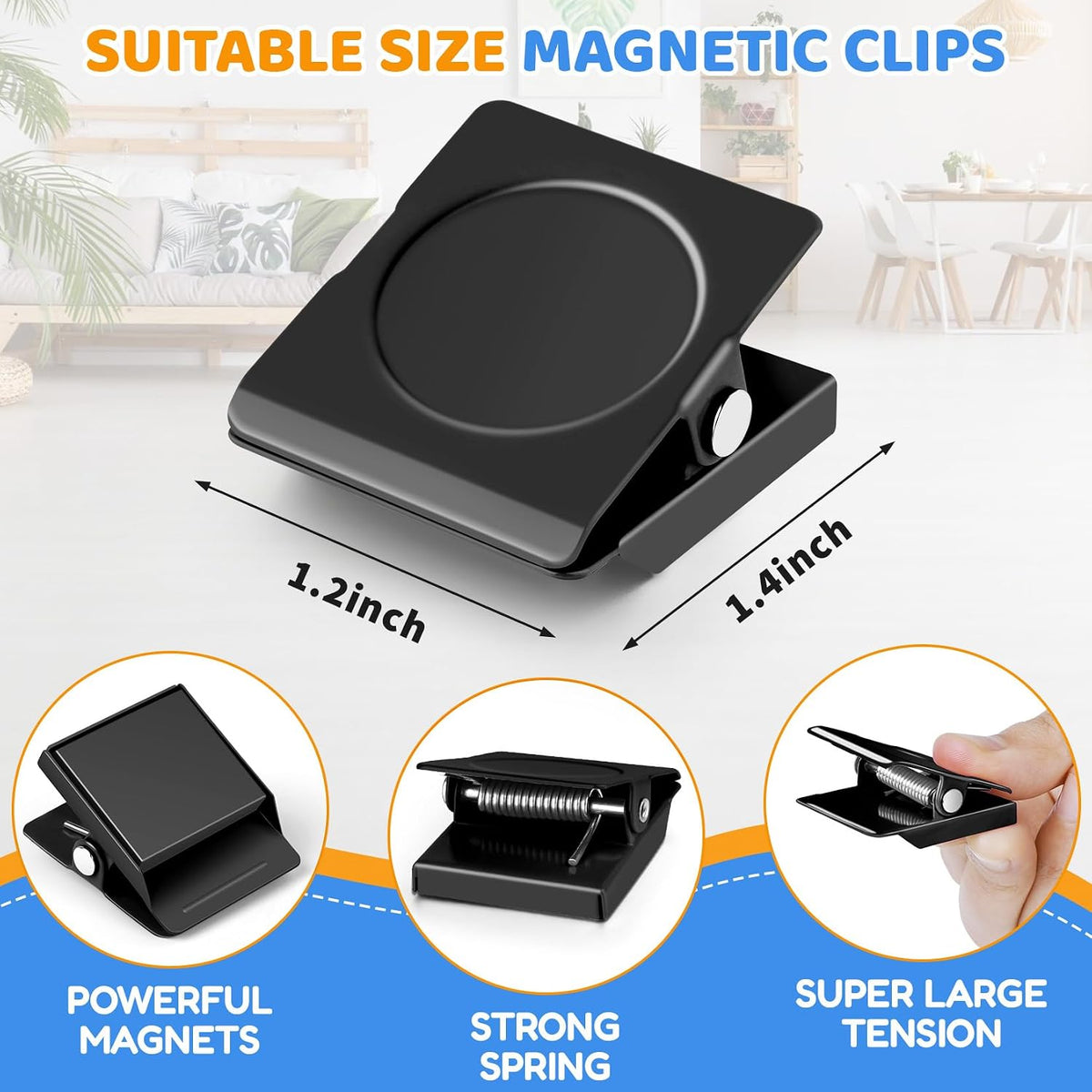 Ortiva 6 Pack Magnetic Clips for Refrigerator, Fridge Magnet Clips, 1.2 Inch, Strong Hold