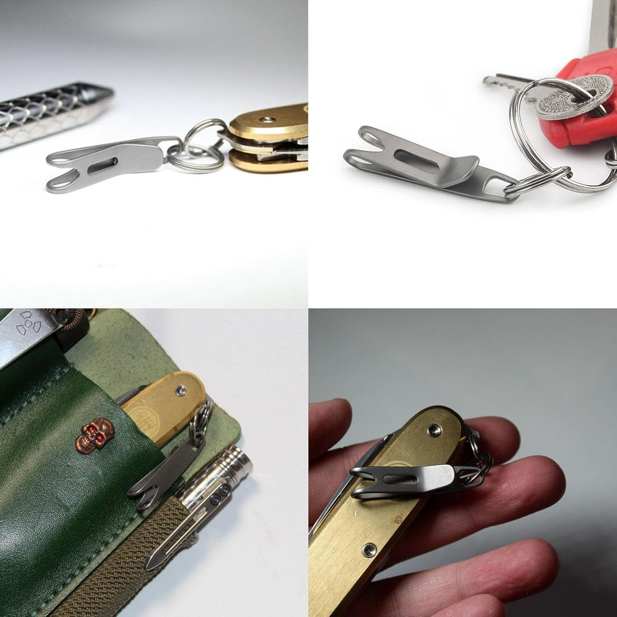 Minova Mini Titanium Alloy Clasp with Key Ring, Pocket Suspension Clip for Everyday Carry