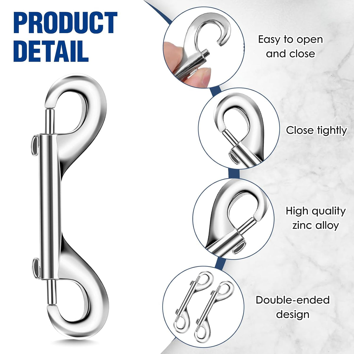 Elvora 16 Pack Double Ended Snaps, 4 Inch Heavy Duty Double Sided Snap Hook Clips Set