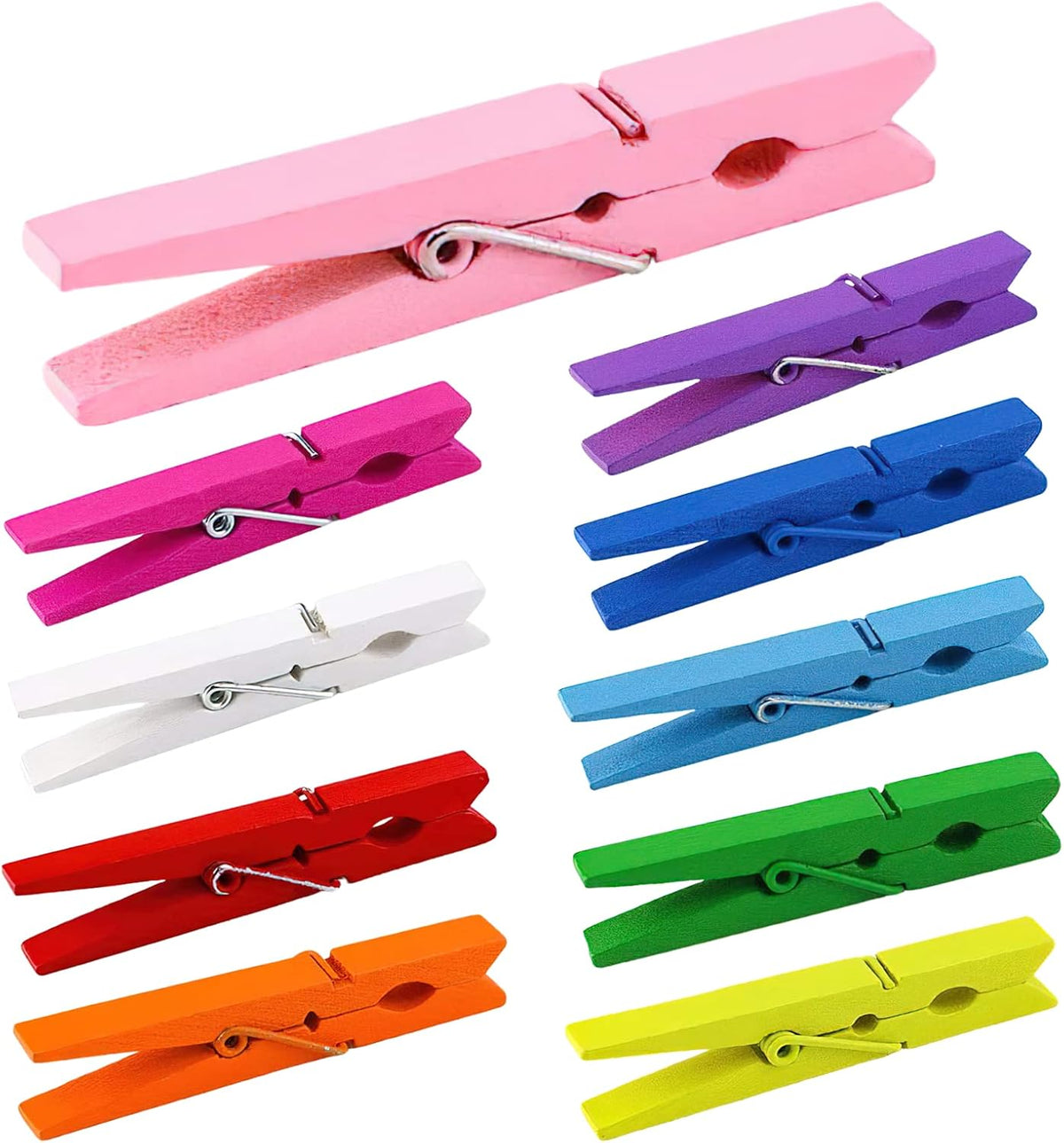 Woodora 10 Colored Wooden Clothespins, 50 Pcs, 2.9 Inch Heavy Duty Clothes Pins Set