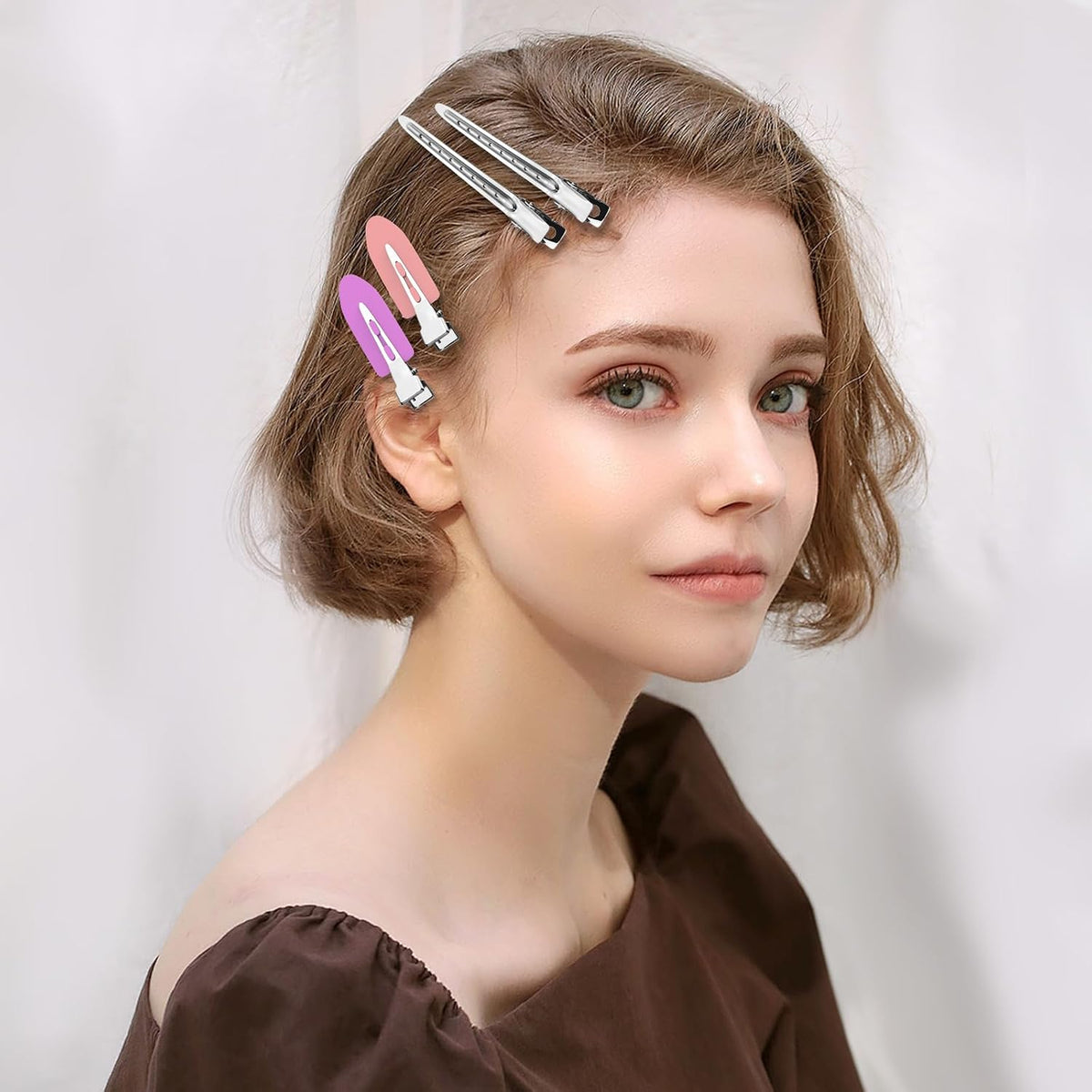 Metvora 30PCS Metal Alligator Hair Clips, Duck Billed Salon Styling Clips with Holes