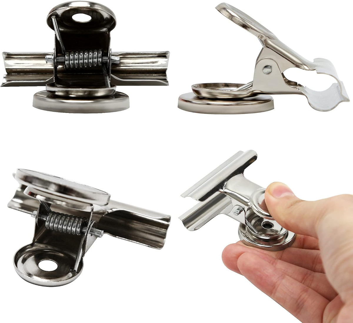 Magvora Magnetic Clips 2 Inch, Heavy Duty Magnet Metal Clips for Refrigerator, 10 Pack