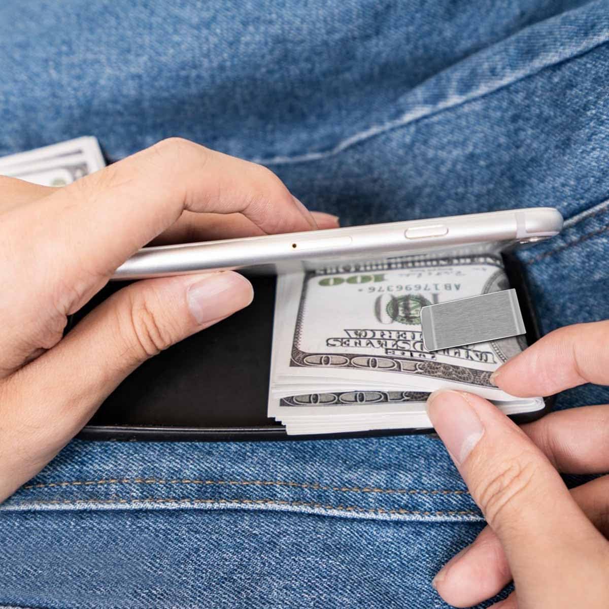Velnor 6 Pack Stainless Steel Money Clip Metal Wallet Clips for Men, Slim Cash Card Holder